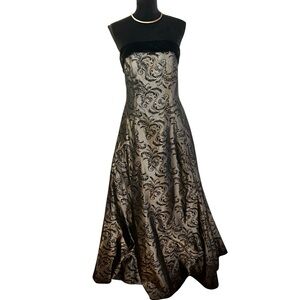 Dave & Johnny By Laura Ryder Silver Black Strapless Evening Dress Size 14